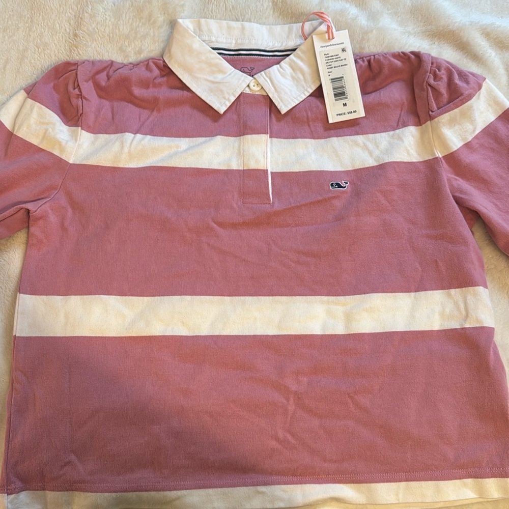 Girls Size M Vineyard Vines Puff Sleeve long sleeve Rugby Top